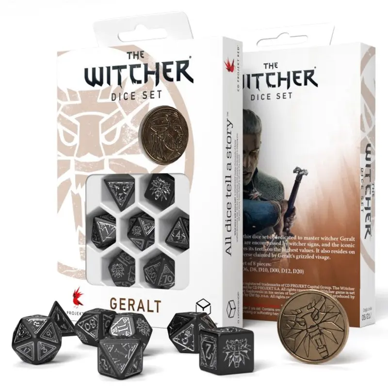 Q-Workshop The Witcher 7ct Polyhedral Dice Set Geralt Silver Sword