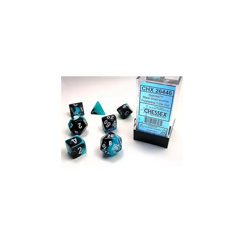 CHX 26446 GEMINI POLYHEDRAL BLACK-SHELL/WHITE 7-DIE SET