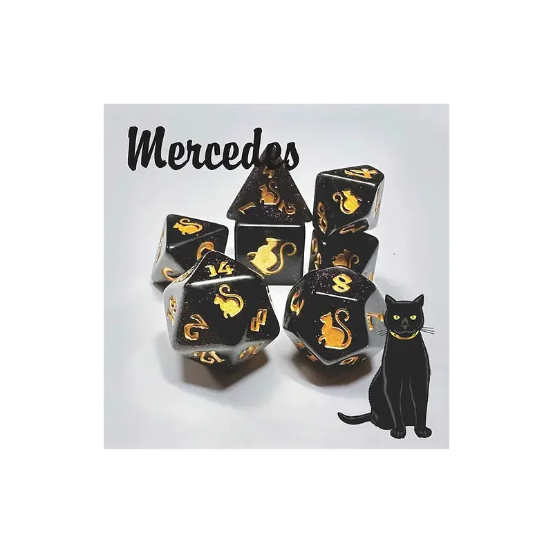 Kitty Clacks 7ct Polyhedral Dice Set Mercedes