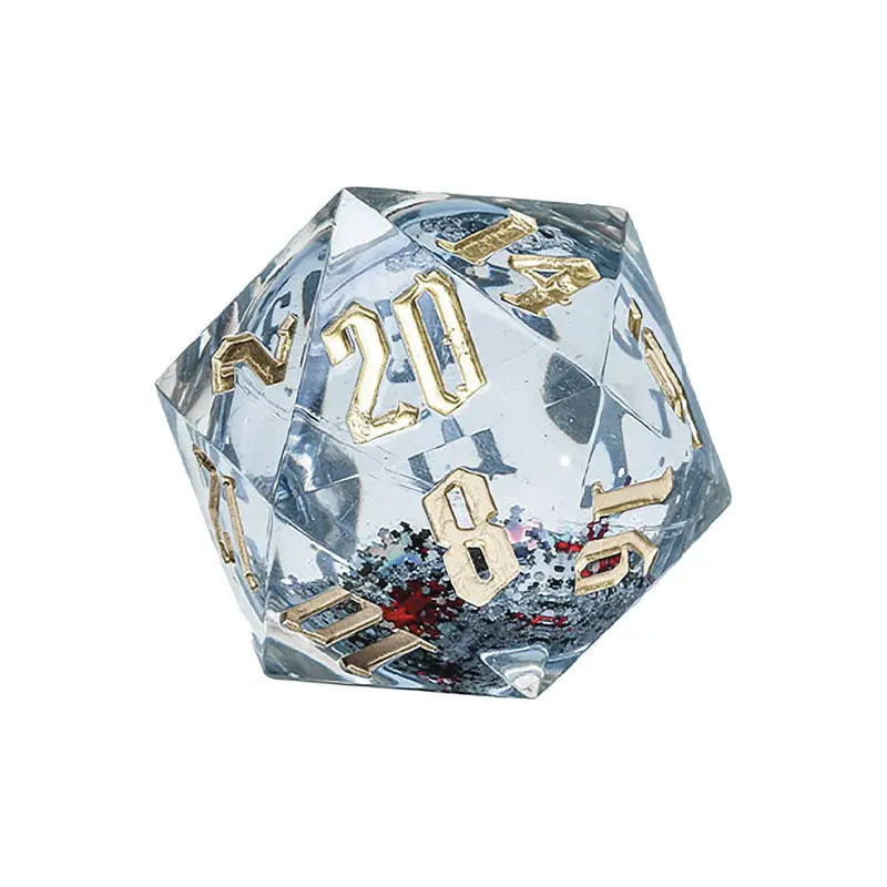 Snow Globe: 54mm D20 - Silver Ink Silver Glitter Red and Green Snowflakes