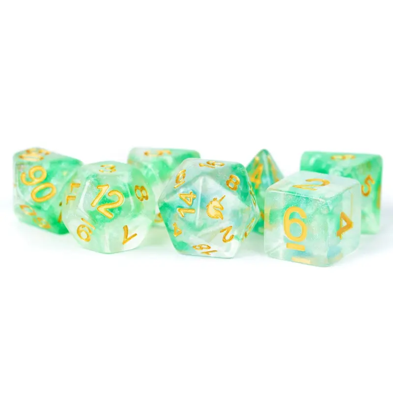 Unicorn Resin 16mm Polyhedral Dice Set: Icy Everglades