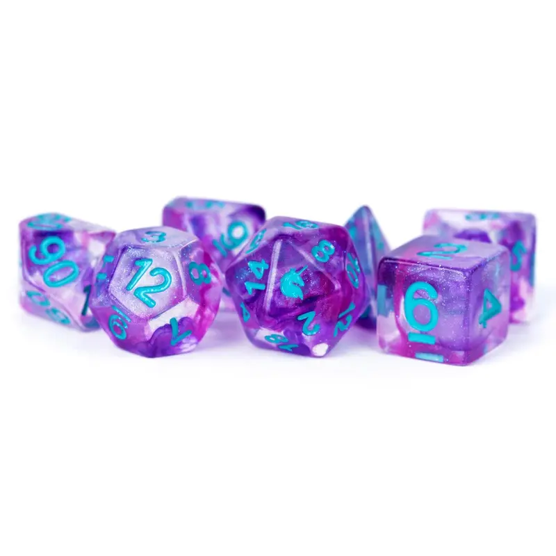 Unicorn Resin 16mm Polyhedral Dice Set: Violet Infusion (7)