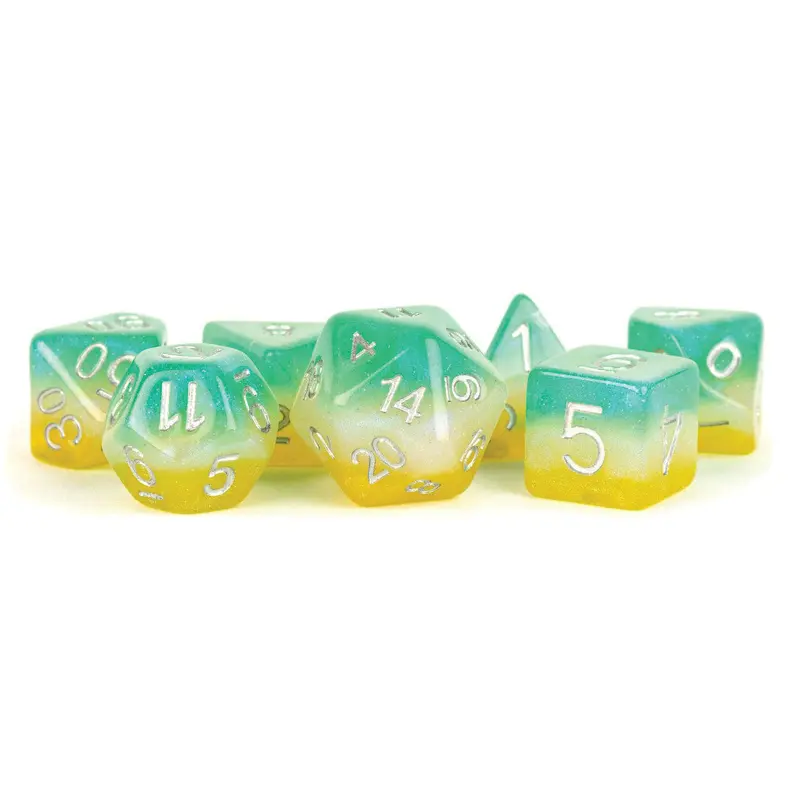16mm Resin Poly Dice Set: Layered Stardust Tropics (7)