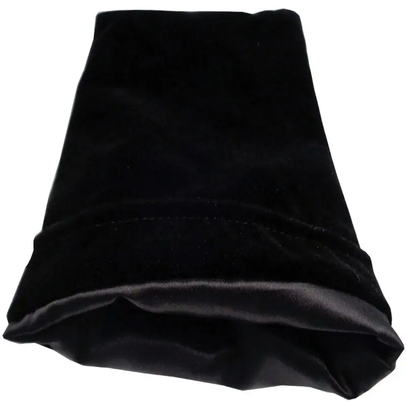 Fanroll 6in x 8in LARGE Black Velvet Dice Bag with Black Satin Lining