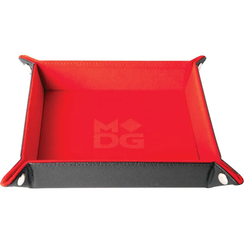 Velvet Folding Dice Tray with Leather Backing: 10in x10in Red