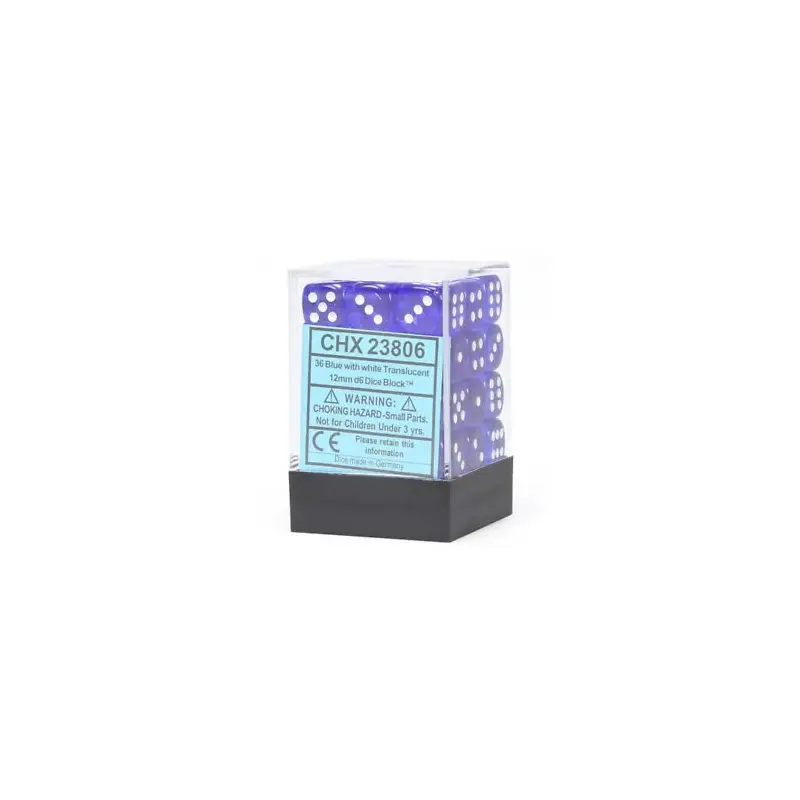 Translucent: 12mm D6 Blue/White (36)