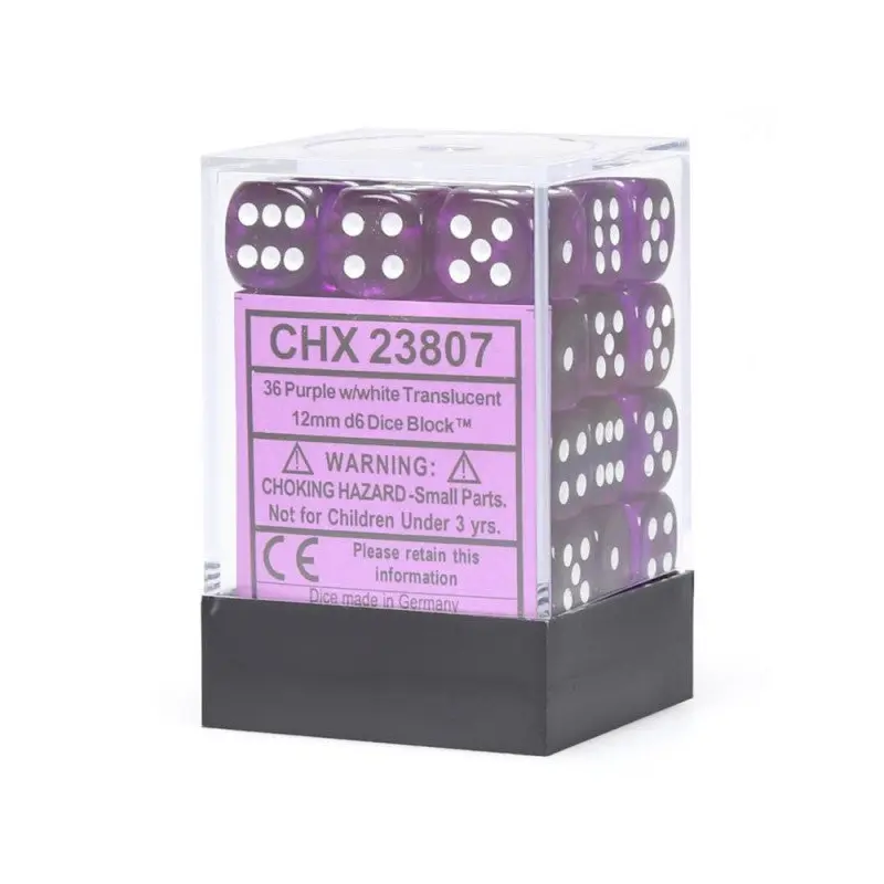 Translucent: 12mm D6 Purple/White (36)