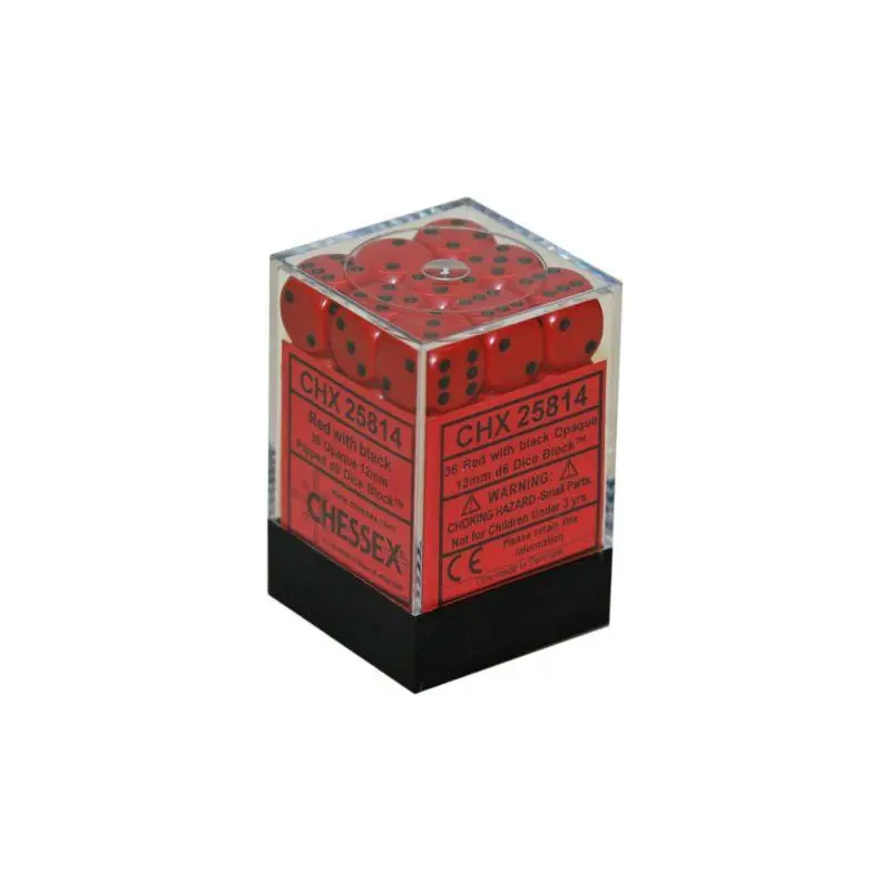 Opaque: 12mm D6 Red/Black (36)
