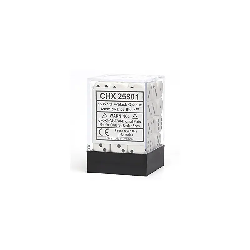Opaque: 12mm D6 White/Black (36)