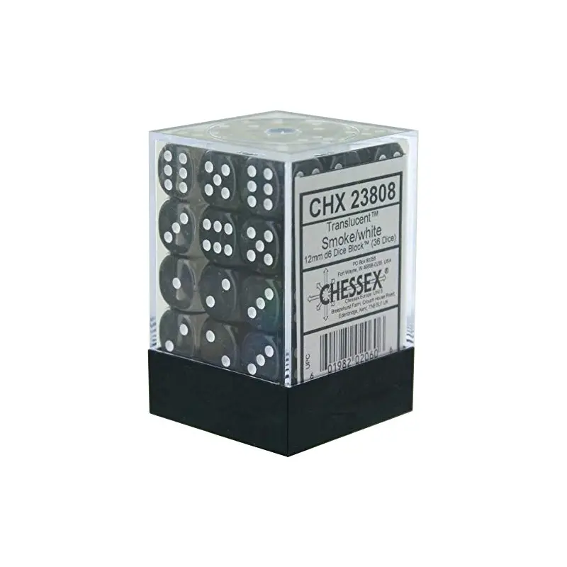Translucent: 12mm D6 Smoke/White (36)