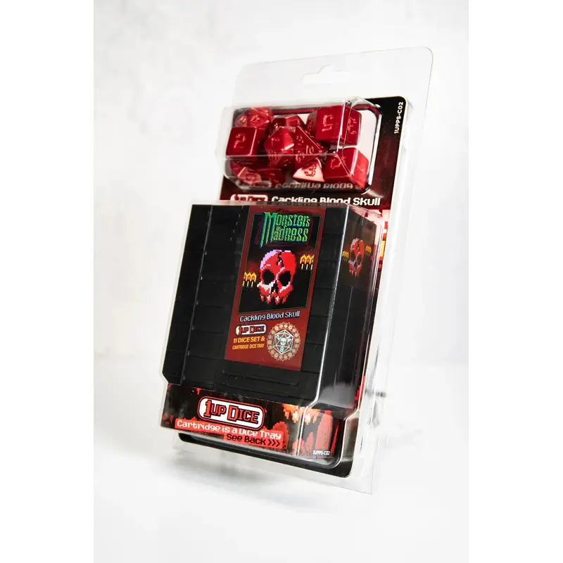1UP Dice Polyhedral Set: Cackling Blood Skull