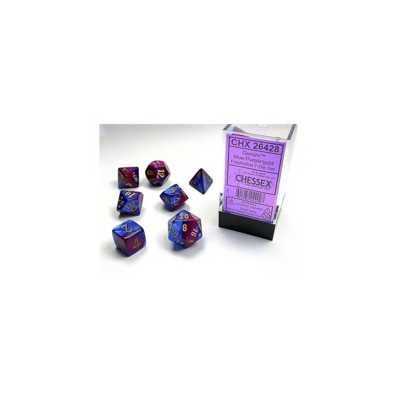 CHX 26428 GEMINI POLYHEDRAL BLUE-PURPLE/GOLD 7-DIE SET