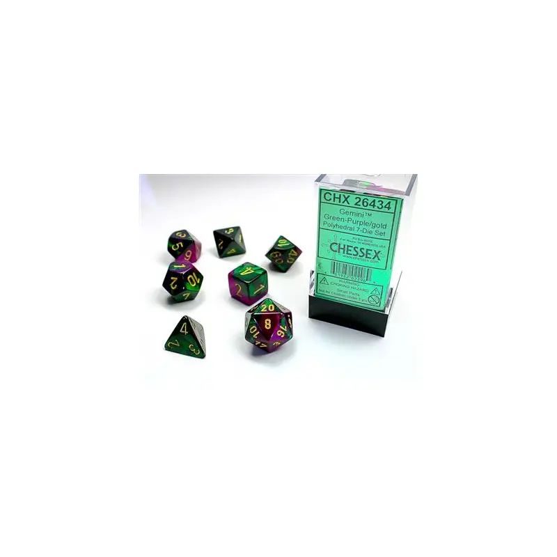 CHX 26434 GEMINI POLYHEDRAL GREEN-PURPLE/GOLD 7-DIE SET