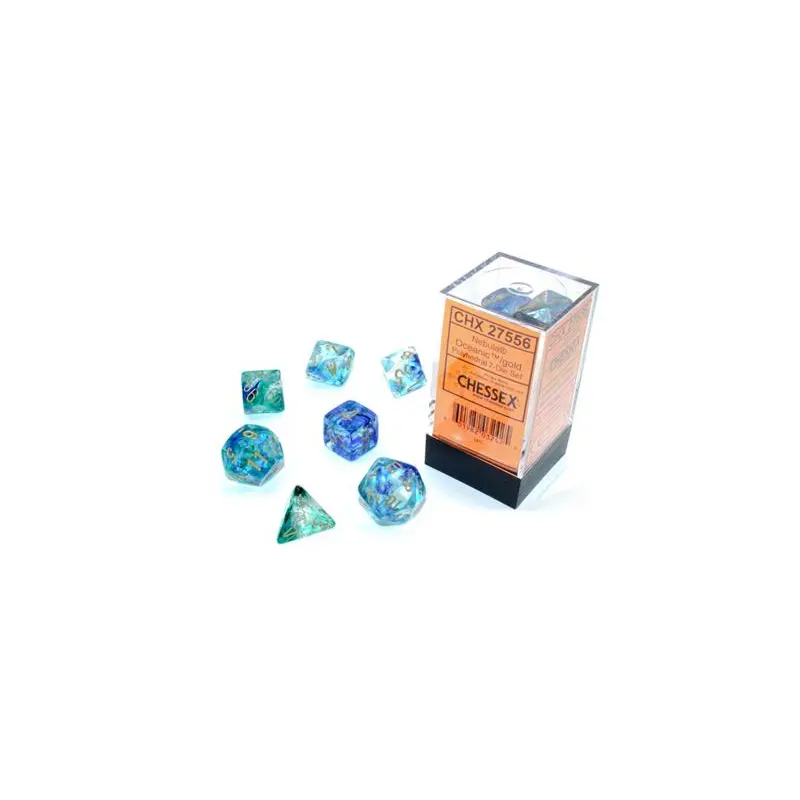 CHX 27556 NEBULA POLYHEDRAL OCEANIC/GOLD LUMINARY 7-DIE SET