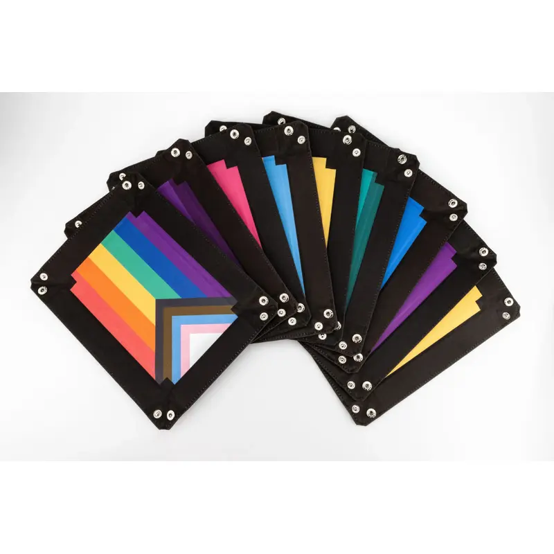 Folding Dice Tray with Leather Backing - Pride Flags (9 options)