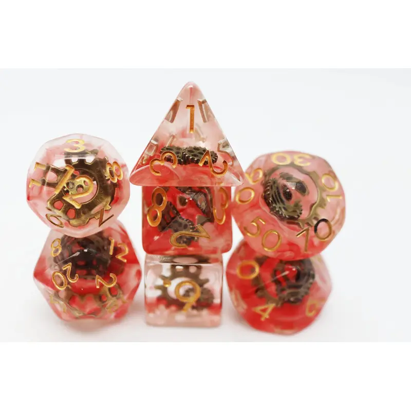 RPG Dice Set Red Swirl Ancient Gear