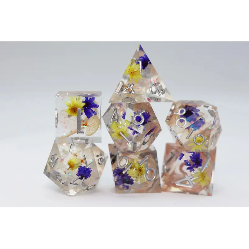 Sharp Edge Resin RPG Dice Set - Wildflower Meadow