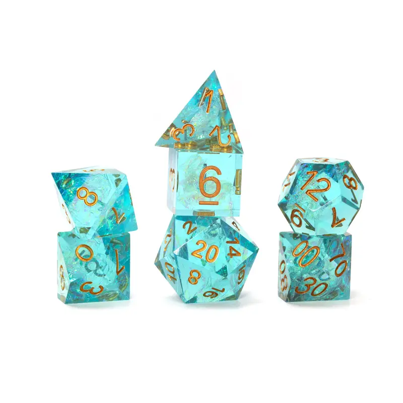 Sirius 7ct Polyhedral Dice: Sharp Aqua Fairy