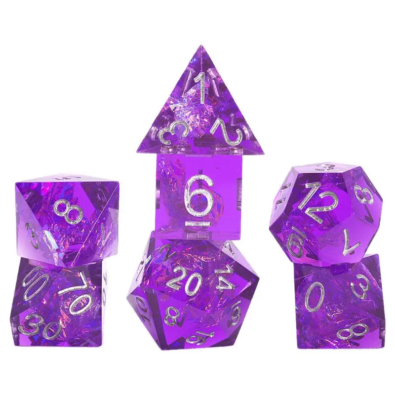 Sirius 7ct Polyhedral Dice: Sharp Purple Fairy