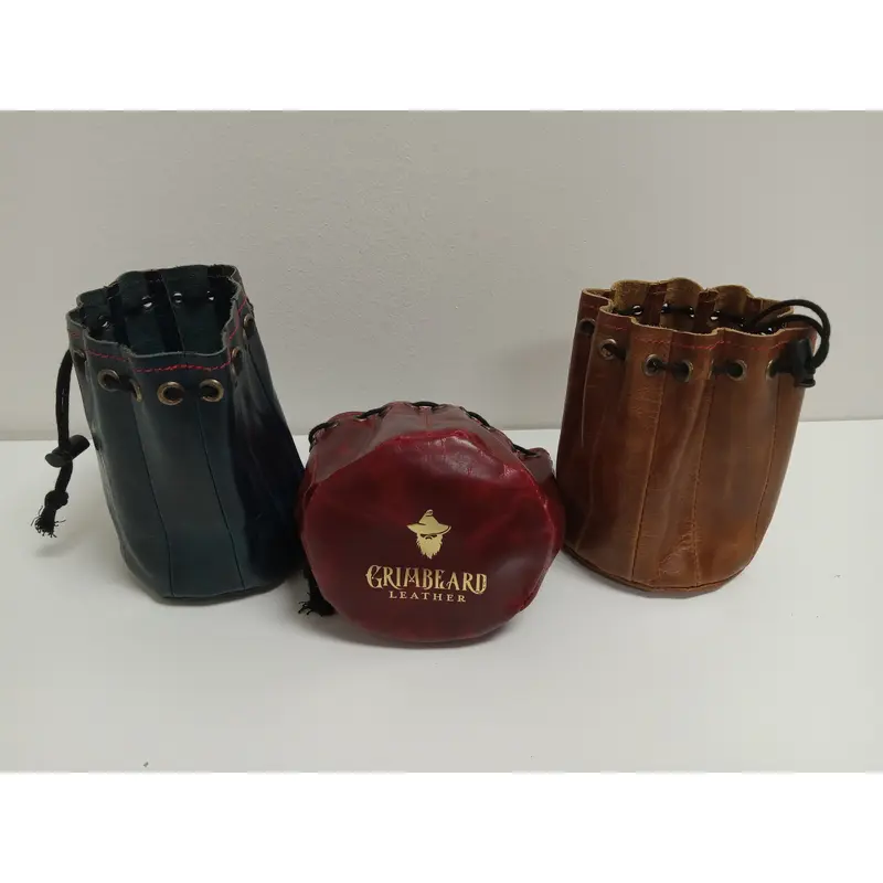 Grimbeard's Dice Bags - Large Round Buffalo Hide with Drawstring