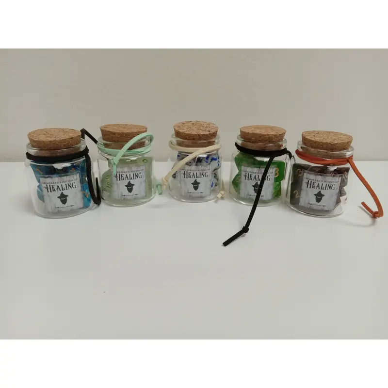 Grimbeard's Potion of Healing - 7ct Polyhedral Dice Set in Glass Vial