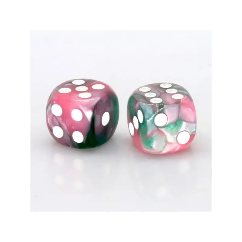 12 piece Pip D6's - Pink and Green Pearlescent