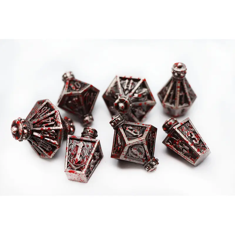 Moonlit Lantern: Blood Splatter - Metal RPG Dice Set