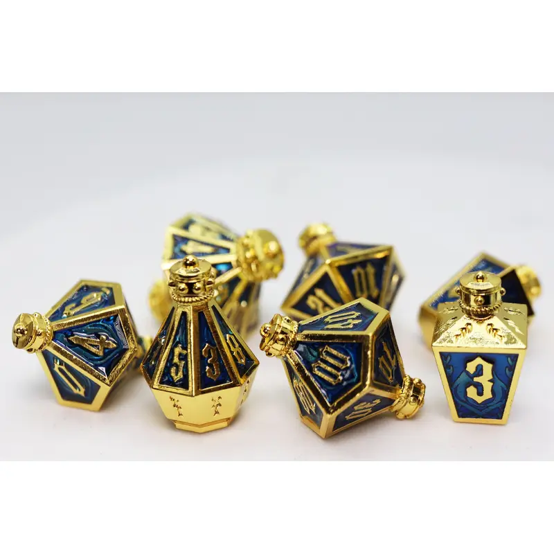 Moonlit Lantern: Golden Pureflame - Metal RPG Dice Set