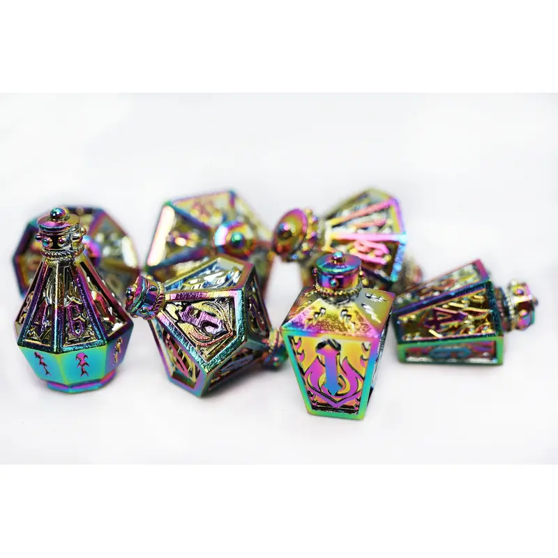 Moonlit Lantern: Prismatic Flames - Metal RPG Dice Set