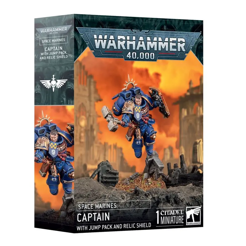 Warhammer 40K Space Marine Captain w/Jump Pack & Relic Shield