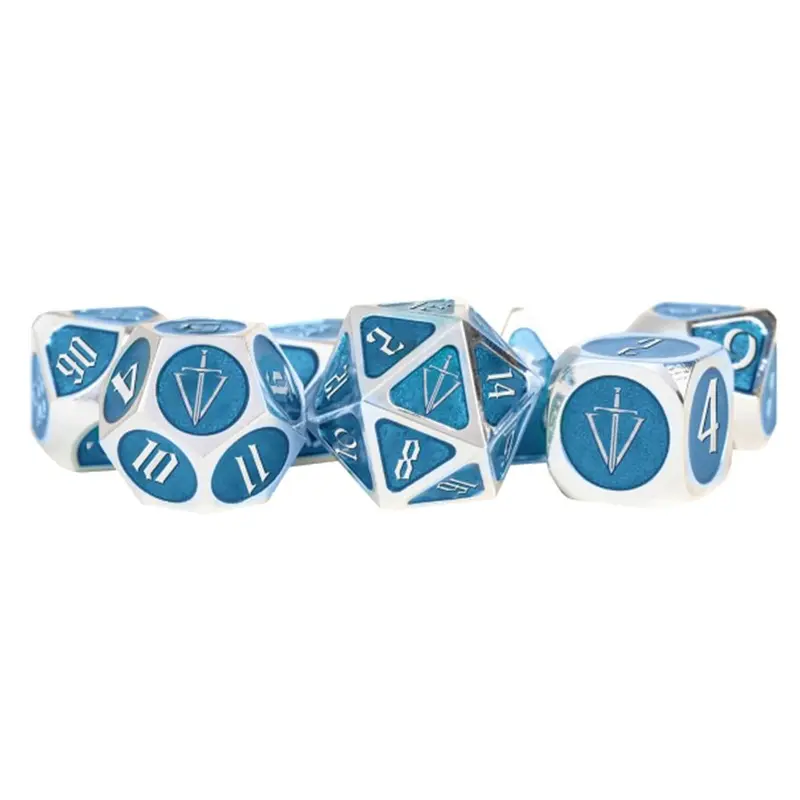 7ct Metal Dice: Tales of the Valiant Silver with Light Blue Enamel