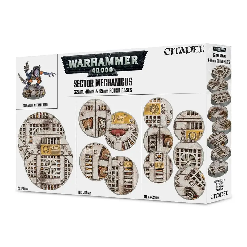 Warhammer 40K Sector Mechanicus 32mm, 40mm, & 65mm Round Bases
