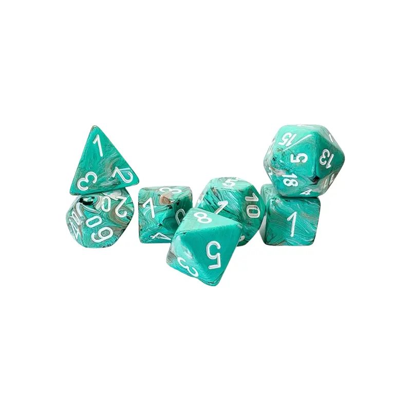 CHX22403: Marble Mega-hedral Oxi-Copper/white 7-Die Set