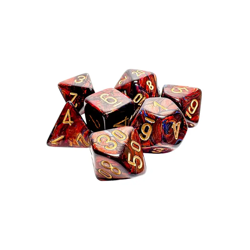 CHX22419: Scarab Mega-hedral Blue Blood/gold 7-Die Set