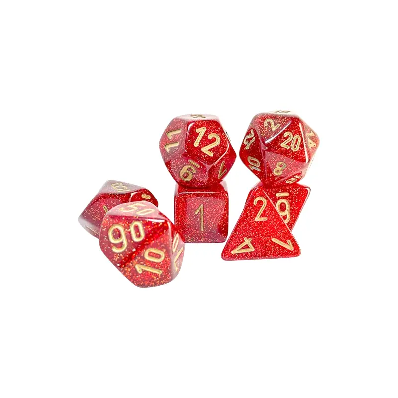 CHX22504: Glitter Mega-hedral Ruby/gold 7-Die Set
