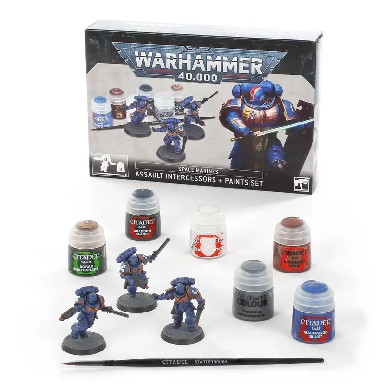 Warhammer 40K Space Marine Assault Intercessors + Paint Set 9E