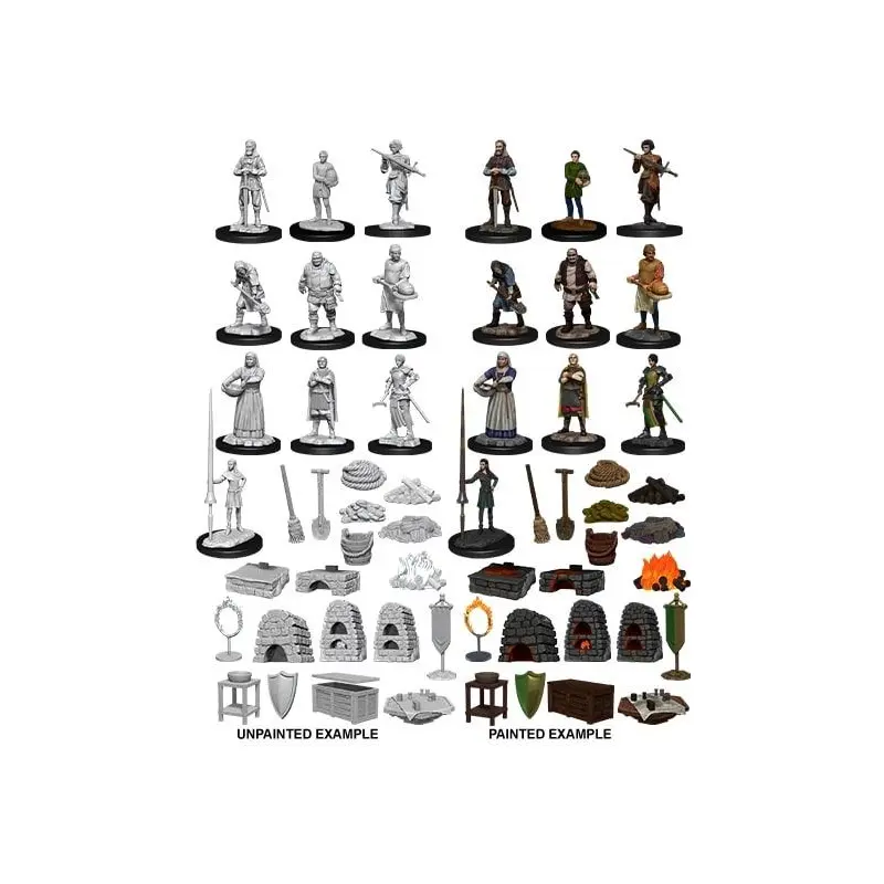 WizKids Deep Cuts Unpainted Miniatures: Townspeople Castle 2 (90121)