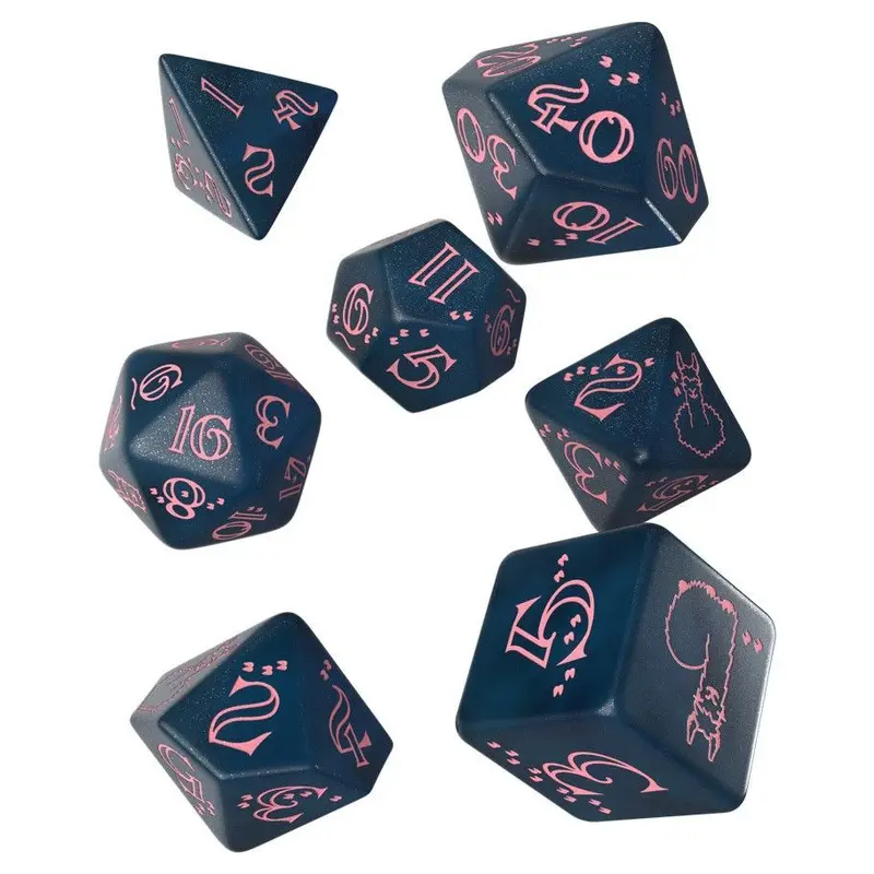 Q-Workshop Sparkling Llama Dark Blue/Pink 7ct Polyhedral Set