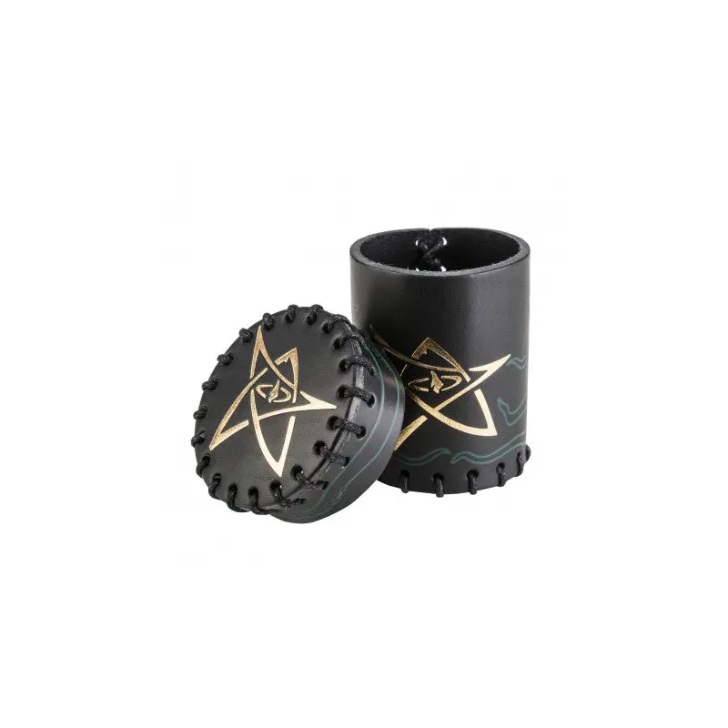 Q-Workshop Call of Cthulhu Black & Green-Golden Leather Dice Cup