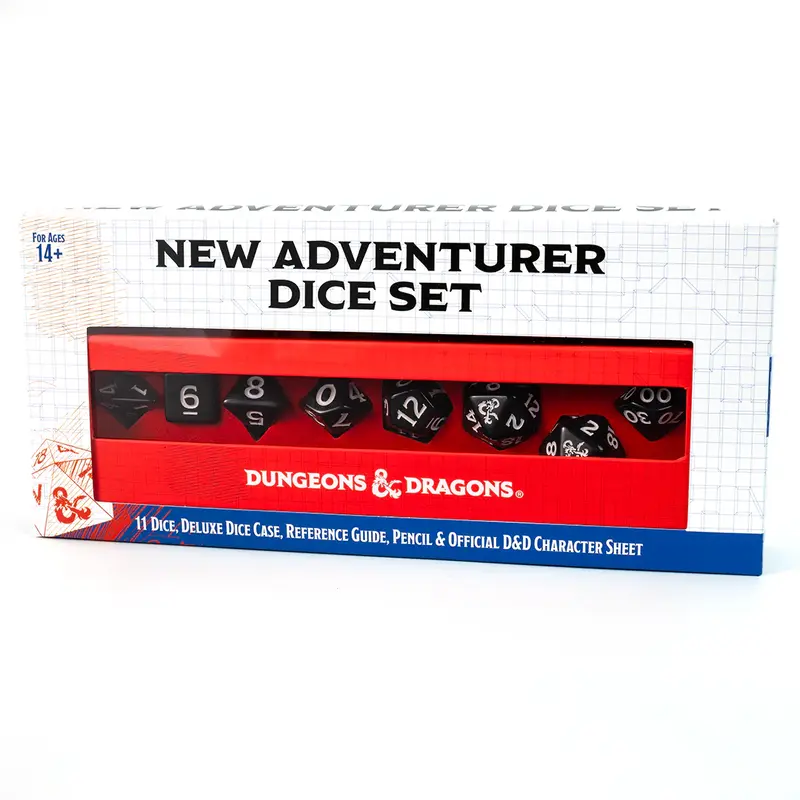 D&D New Adventurer Dice Set - Black/White 11ct