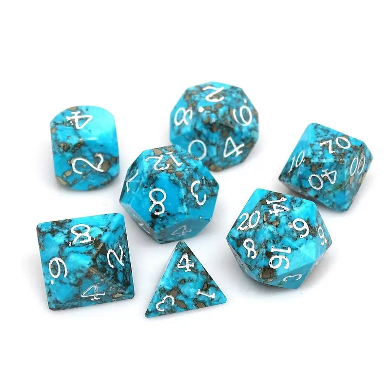 Wizard Stone Moonlit Turquoise 7ct Polyhedral Dice Set
