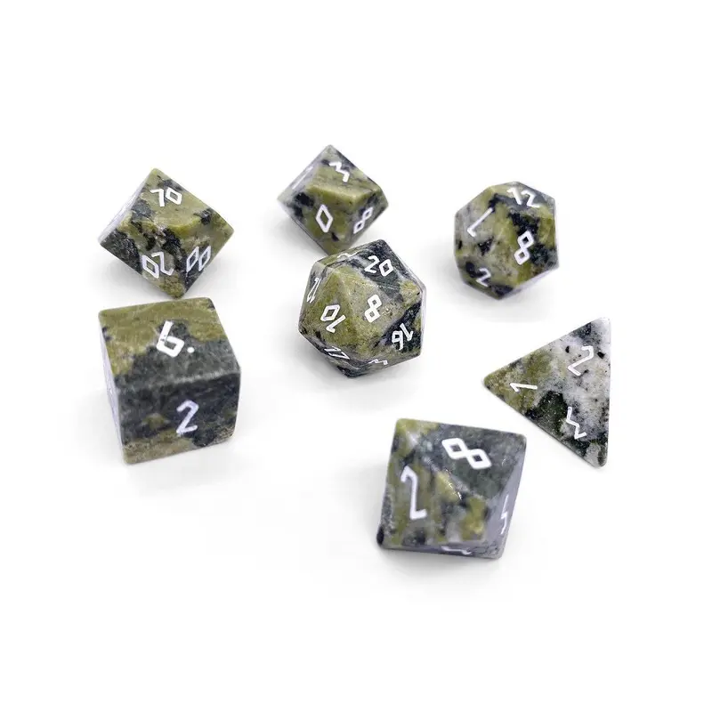 African Jade Semi-Precious Gemstone 7ct Polyhedral Dice Set