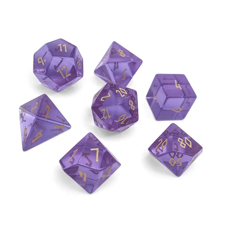 Zircon Glass Polyhedral Dice Set Alexandrite