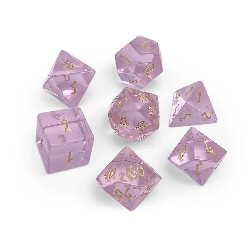 Zircon Glass Polyhedral Dice Set Tourmaline