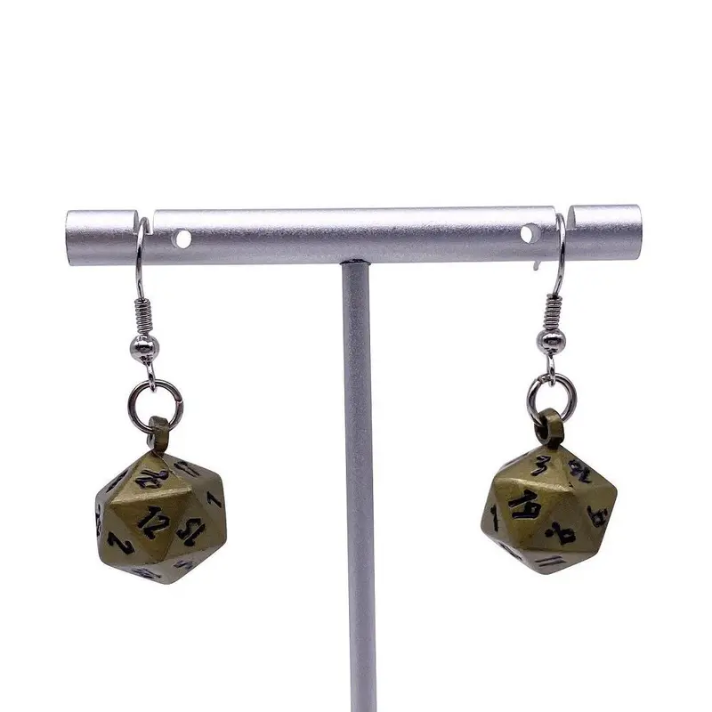 D20 Earrings Bronze Dragon Scal