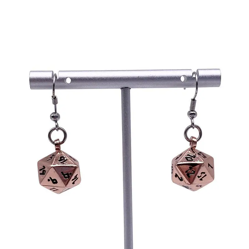 D20 Earrings Copper Still