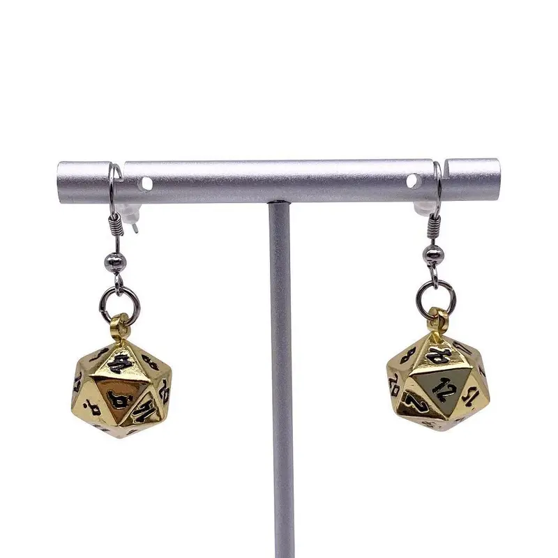 D20 Earrings Dead Mans Gold