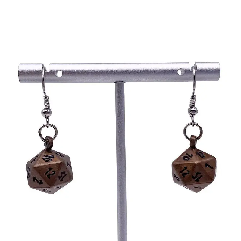 D20 Earrings Gnomish Copper
