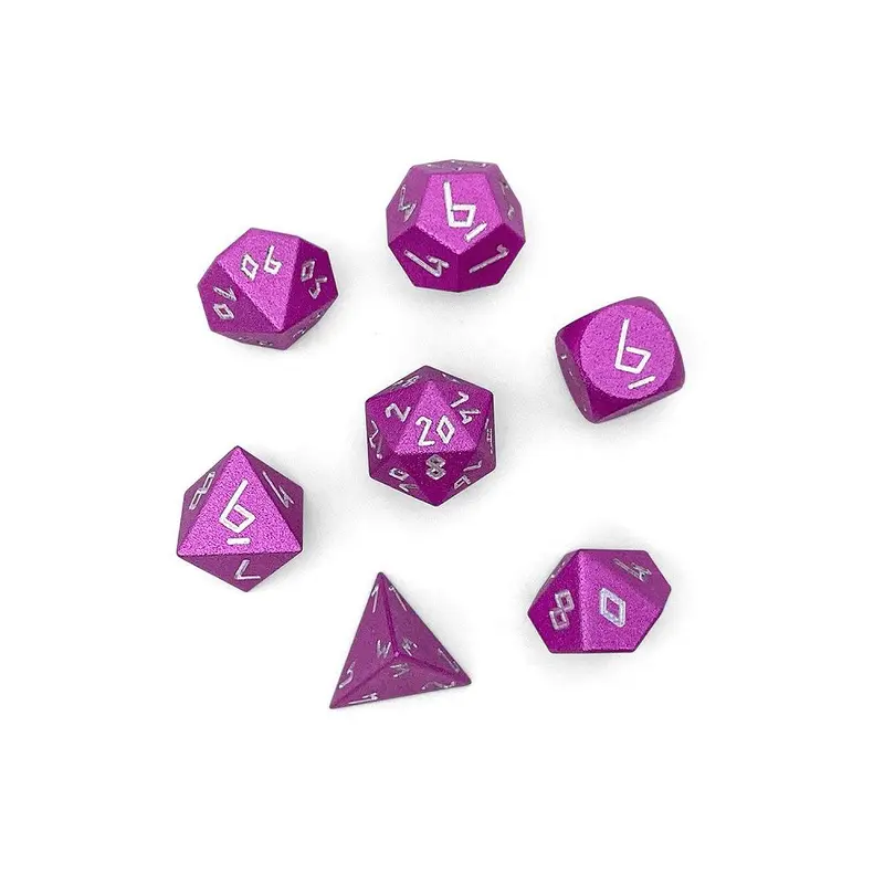 Norse Foundry Aluminum 10mm "Pebble" Polyhedral Dice Set Potion Pink