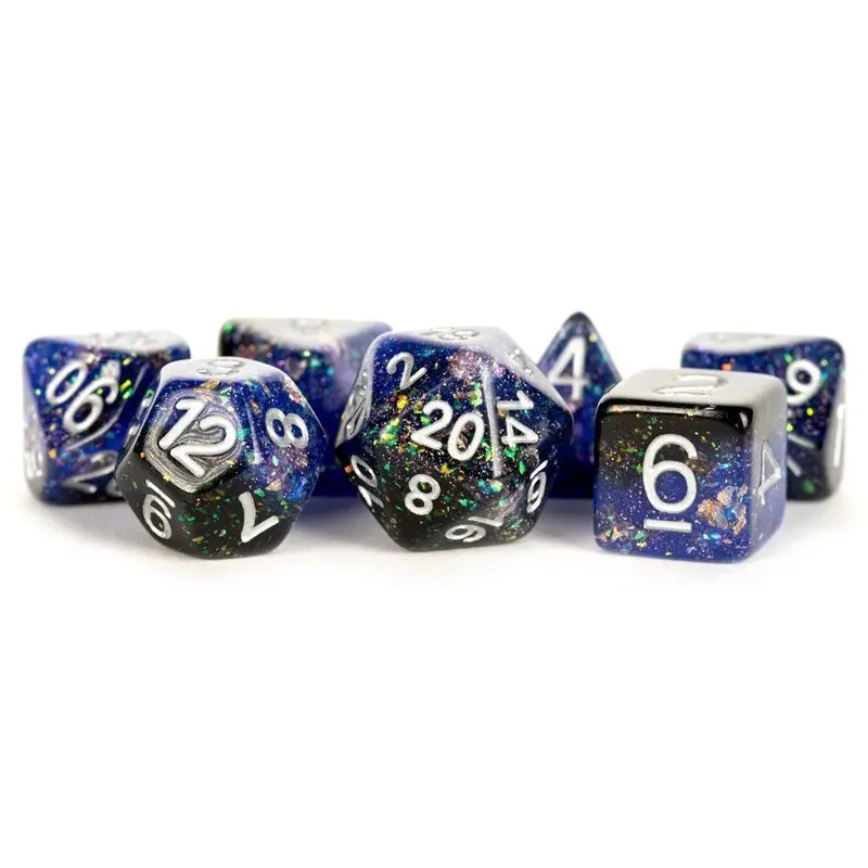 Metallic Dice Games 7ct Polyhedral Dice Set Eternal Blue-Black with White
